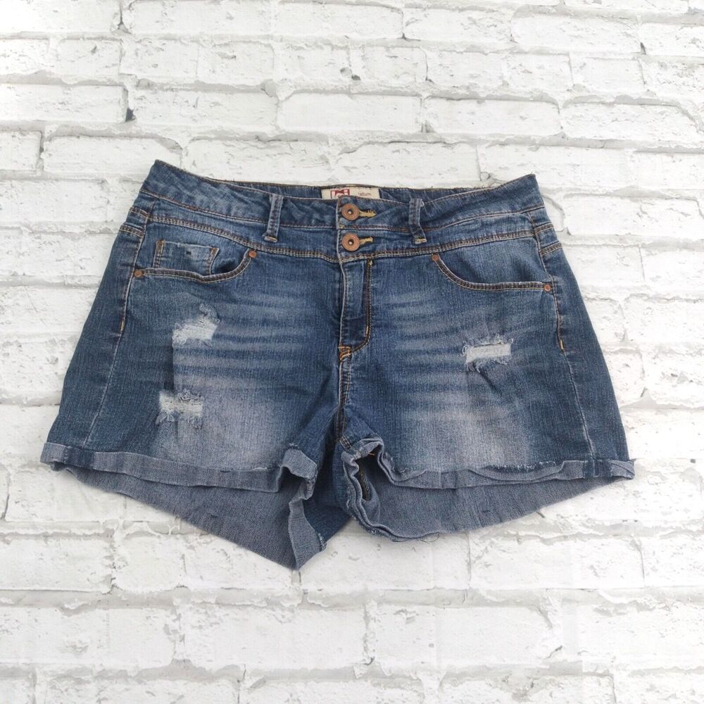 l.e.i Shorts Juniors 11 Blue Tatum Distressed High Rise Cut Off Cuffed Y2K